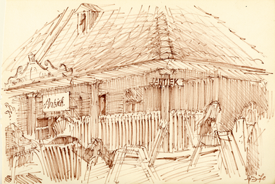 202727 Gezicht op het antiekwinkeltje De Oude Afslag (fa. Jacob Gieling) op de Kalisbrug aan de Vismarkt te Utrecht.